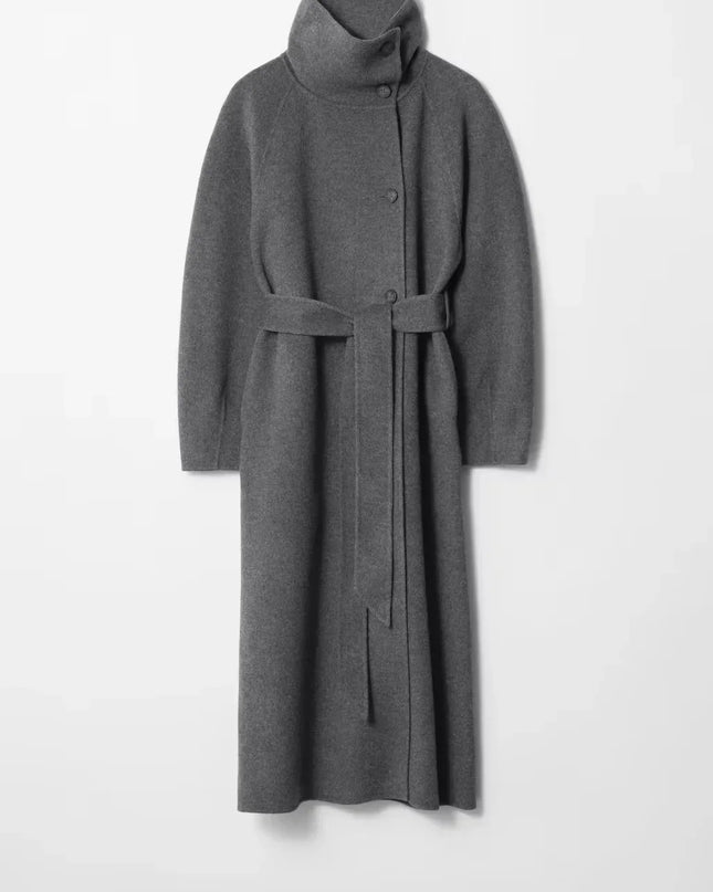 Mallory | Women's Long Coat Belted High Collar