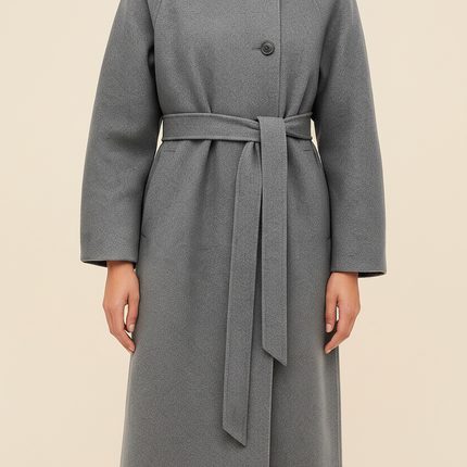 Mallory | Women's Long Coat Belted High Collar