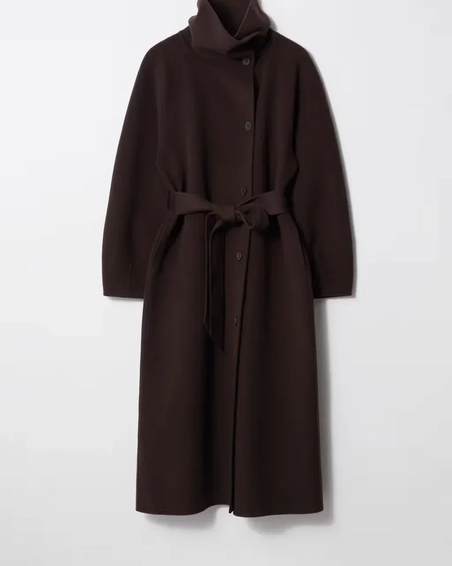 Mallory | Women's Long Coat Belted High Collar