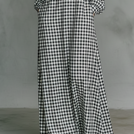 Margaret | Plaid V-Neck Maxi Dress