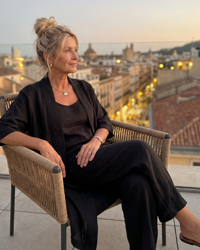 Margot | Relaxed Three-Piece Pant Set with Open-Front Layer
