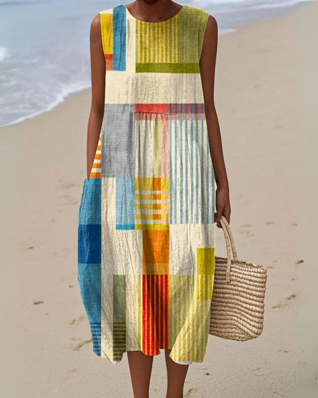 Marielle | Geometric Sleeveless Midi Dress