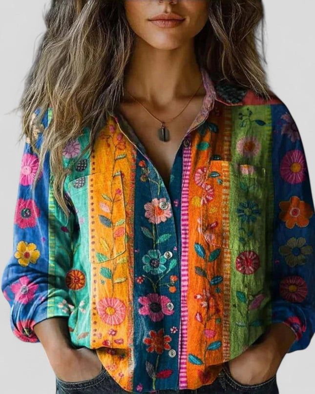 Marisol | Floral Print Button Front Blouse
