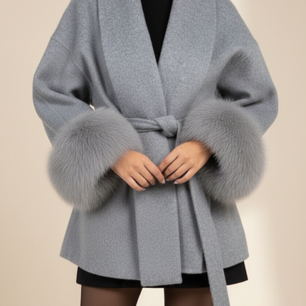 Marlowe | Women's Faux Coat Belted Faux-Fur Cuffs