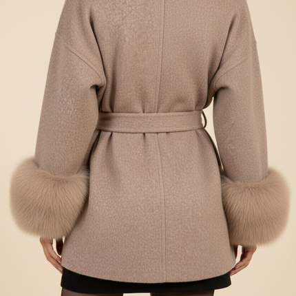 Marlowe | Women's Faux Coat Belted Faux-Fur Cuffs