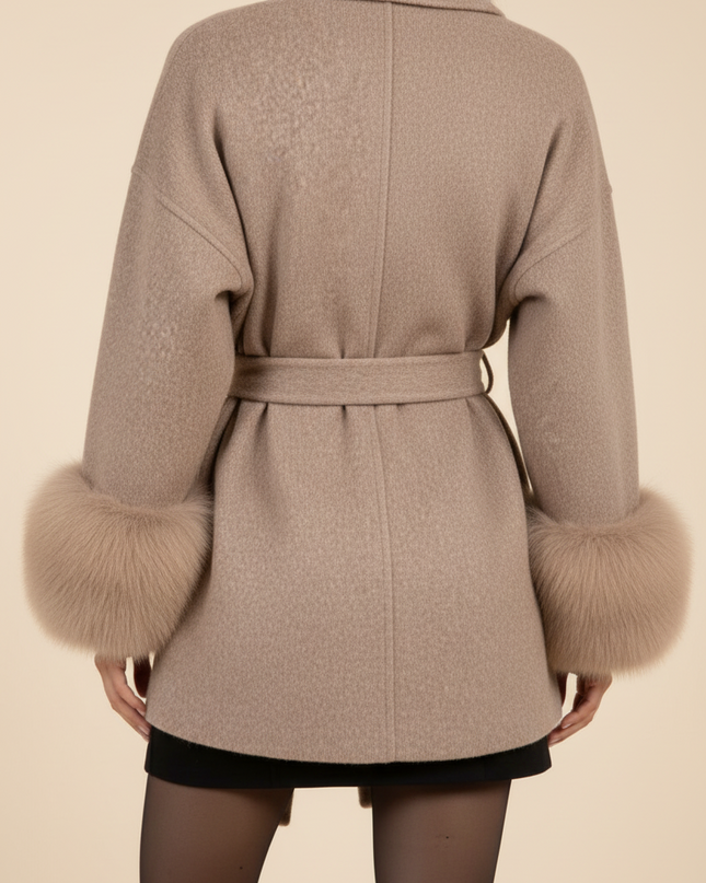 Marlowe | Women's Faux Coat Belted Faux-Fur Cuffs