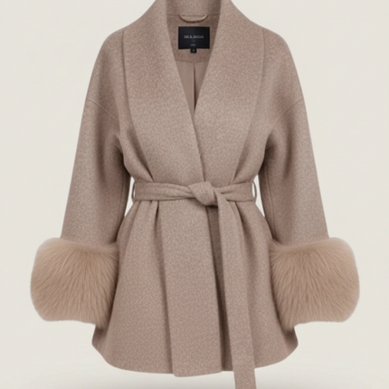 Marlowe | Women's Faux Coat Belted Faux-Fur Cuffs