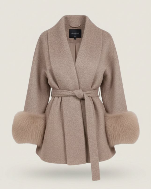 Marlowe | Women's Faux Coat Belted Faux-Fur Cuffs