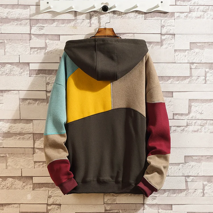 Mason | Men's Hoodie – Patchwork Design & Kangaroo Pocket
