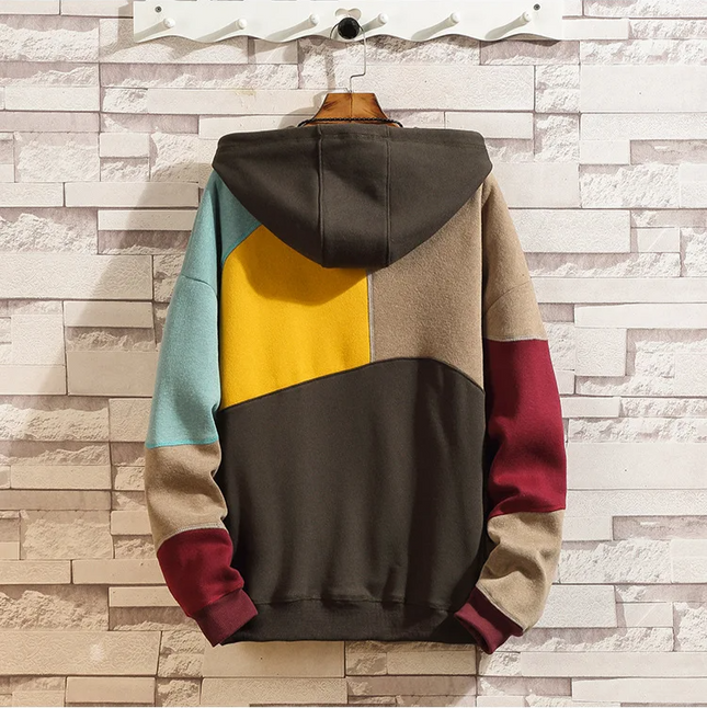 Mason | Men's Hoodie – Patchwork Design & Kangaroo Pocket