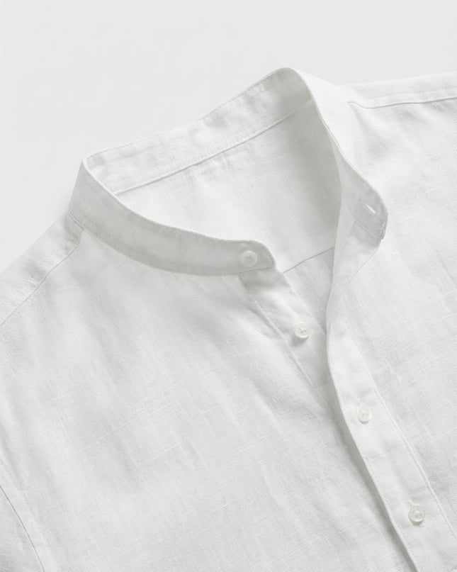 Men’s Band Collar Linen Shirt