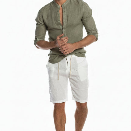 Men’s Band Collar Summer Shirt