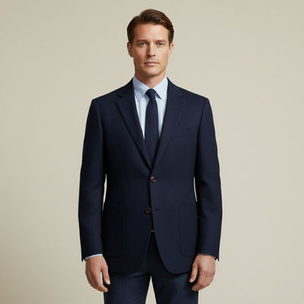Men’s Business Blazer with Notch Lapel and Patch Pockets