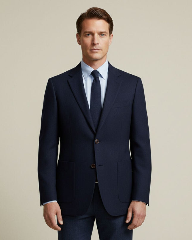 Men’s Business Blazer with Notch Lapel and Patch Pockets