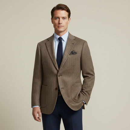 Men’s Business Blazer with Notch Lapel and Patch Pockets