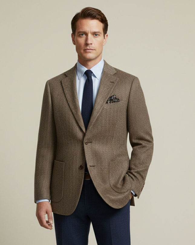 Men’s Business Blazer with Notch Lapel and Patch Pockets