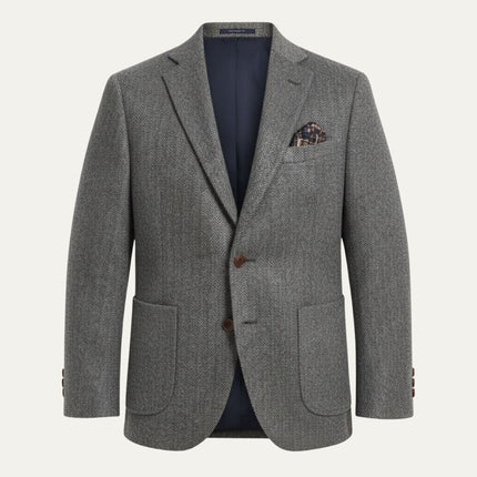 Men’s Business Blazer with Notch Lapel and Patch Pockets