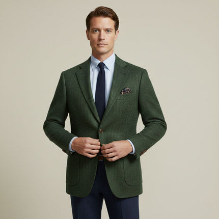 Men’s Business Blazer with Notch Lapel and Patch Pockets