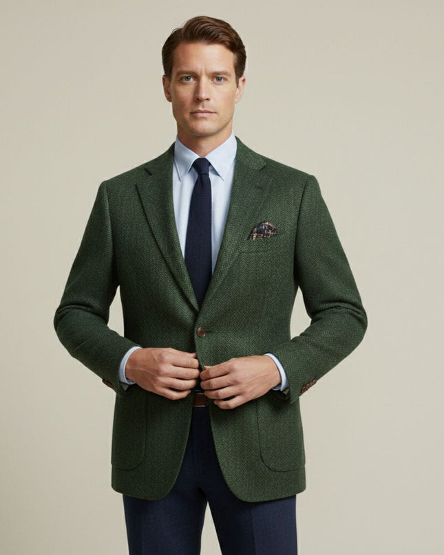 Men’s Business Blazer with Notch Lapel and Patch Pockets