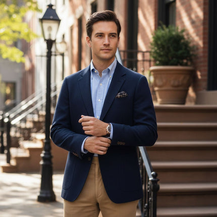 Men’s Business Blazer with Notch Lapel and Patch Pockets