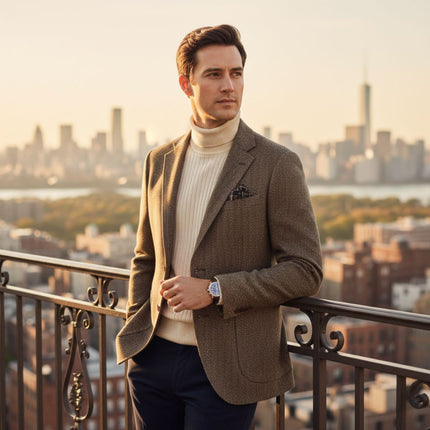 Men’s Business Blazer with Notch Lapel and Patch Pockets