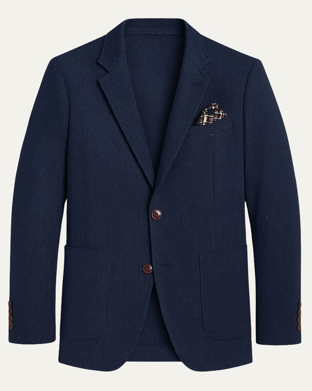 Men’s Business Blazer with Notch Lapel and Patch Pockets