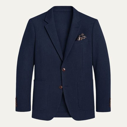 Men’s Business Blazer with Notch Lapel and Patch Pockets