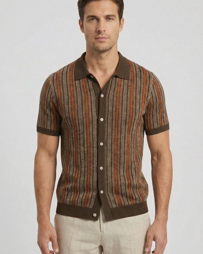 Men’s Button Front Knit Polo