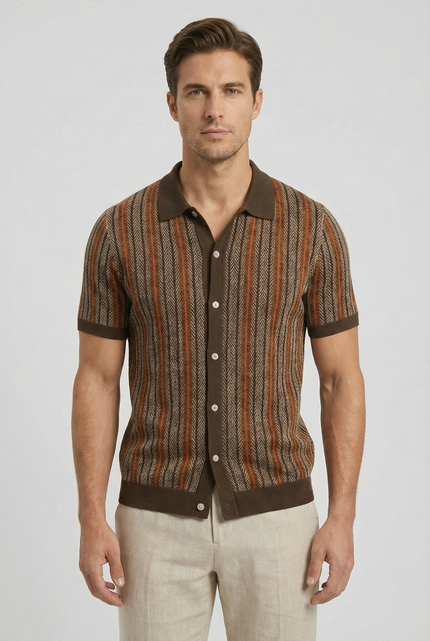 Men’s Button Front Knit Polo