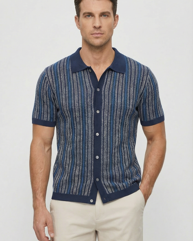 Men’s Button Front Knit Polo