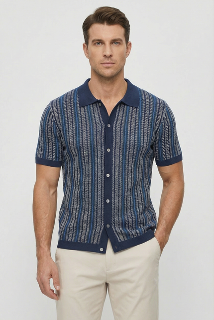 Men’s Button Front Knit Polo