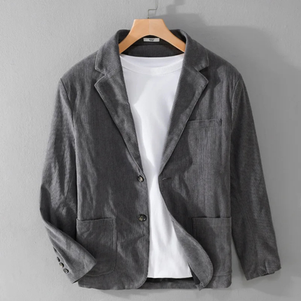 Men’s Casual Blazer with Notch Lapel and Patch Pockets