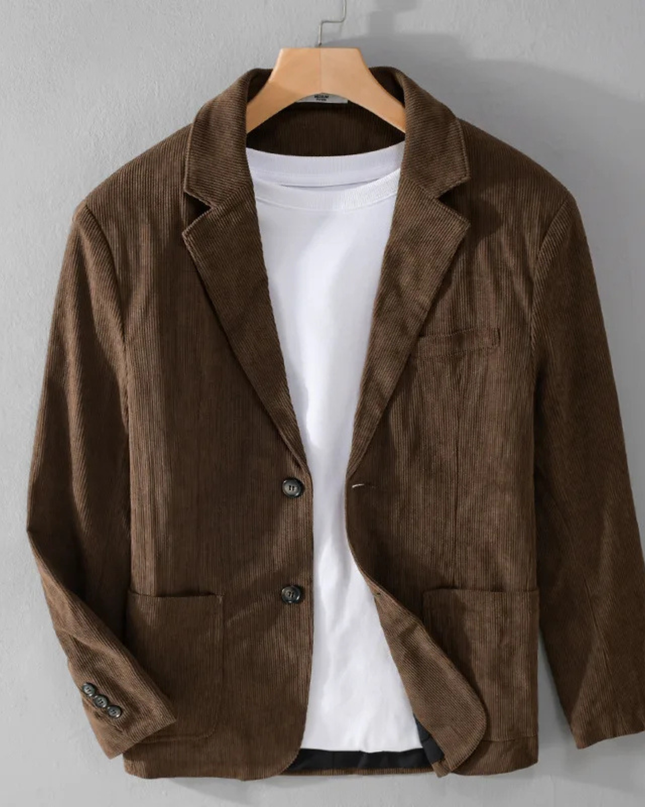 Men’s Casual Blazer with Notch Lapel and Patch Pockets