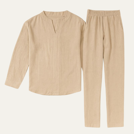 Men’s Casual Long Sleeve Shirt and Pants Set – Two Piece Outfit