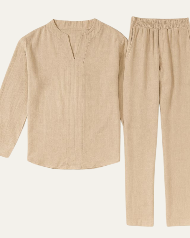 Men’s Casual Long Sleeve Shirt and Pants Set – Two Piece Outfit