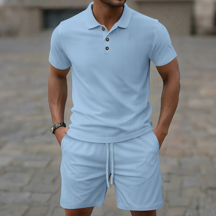 Men’s Casual Polo Shirt and Shorts Set – Summer Two Piece Outfit