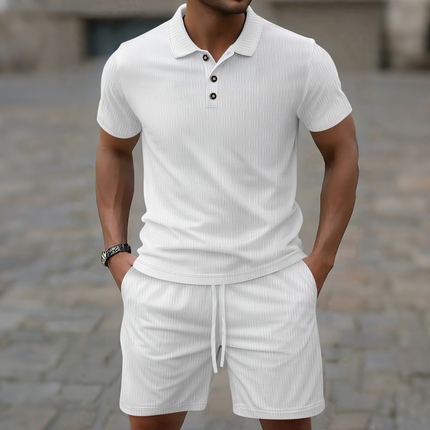 Men’s Casual Polo Shirt and Shorts Set – Summer Two Piece Outfit