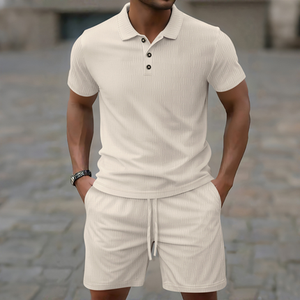 Men’s Casual Polo Shirt and Shorts Set – Summer Two Piece Outfit