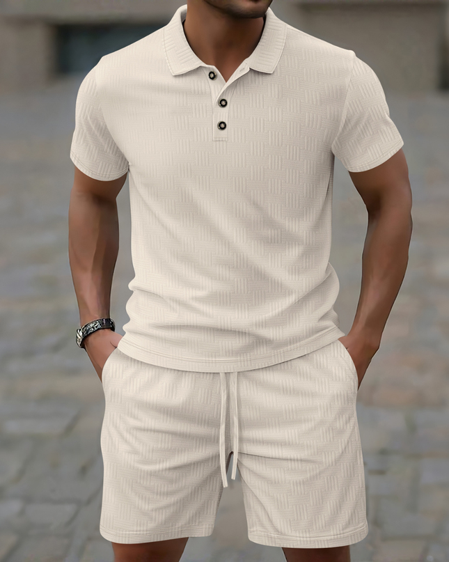 Men’s Casual Polo Shirt and Shorts Set – Summer Two Piece Outfit