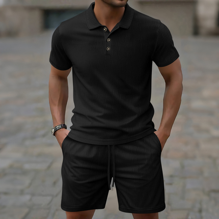 Men’s Casual Polo Shirt and Shorts Set – Summer Two Piece Outfit