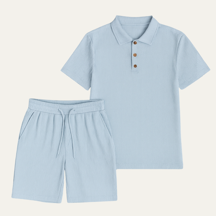 Men’s Casual Polo Shirt and Shorts Set – Summer Two Piece Outfit