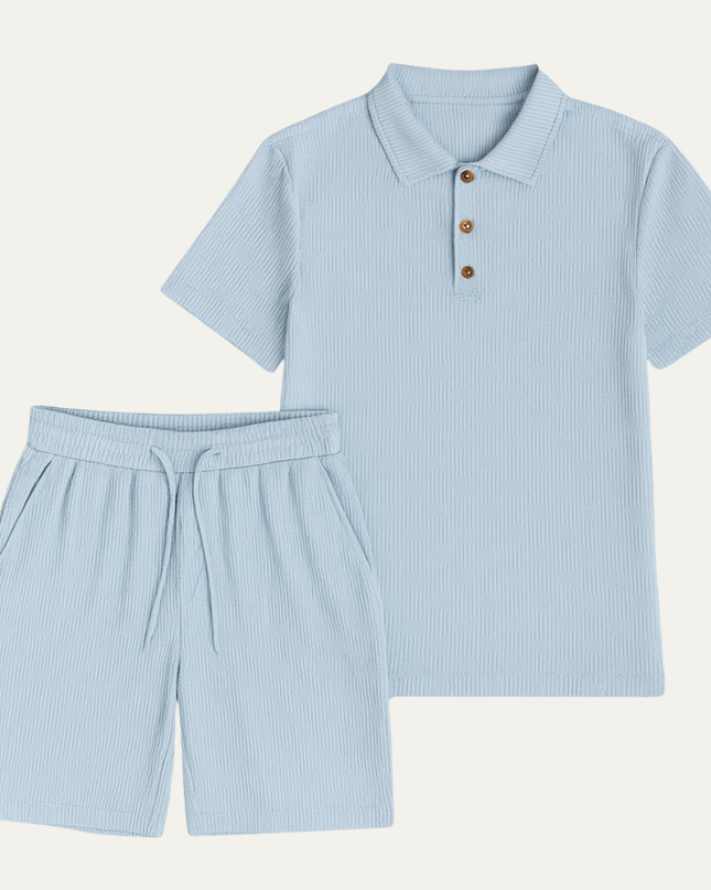 Men’s Casual Polo Shirt and Shorts Set – Summer Two Piece Outfit