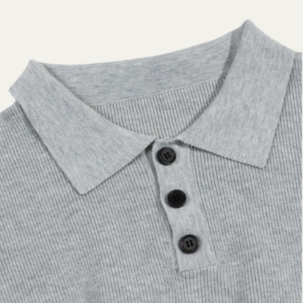 Men’s Casual Solid Color Knitted Polo Shirt