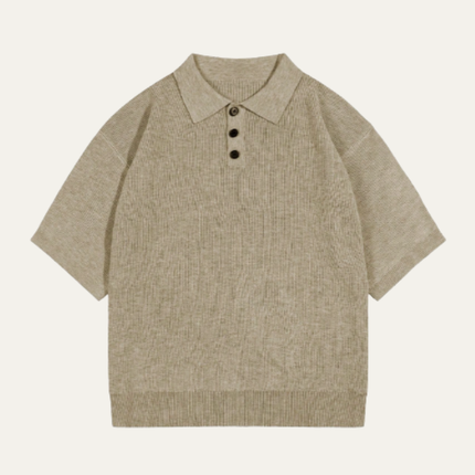 Men’s Casual Solid Color Knitted Polo Shirt