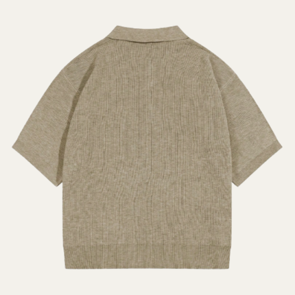 Men’s Casual Solid Color Knitted Polo Shirt