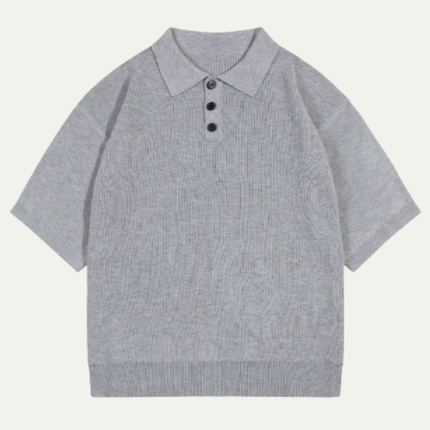 Men’s Casual Solid Color Knitted Polo Shirt