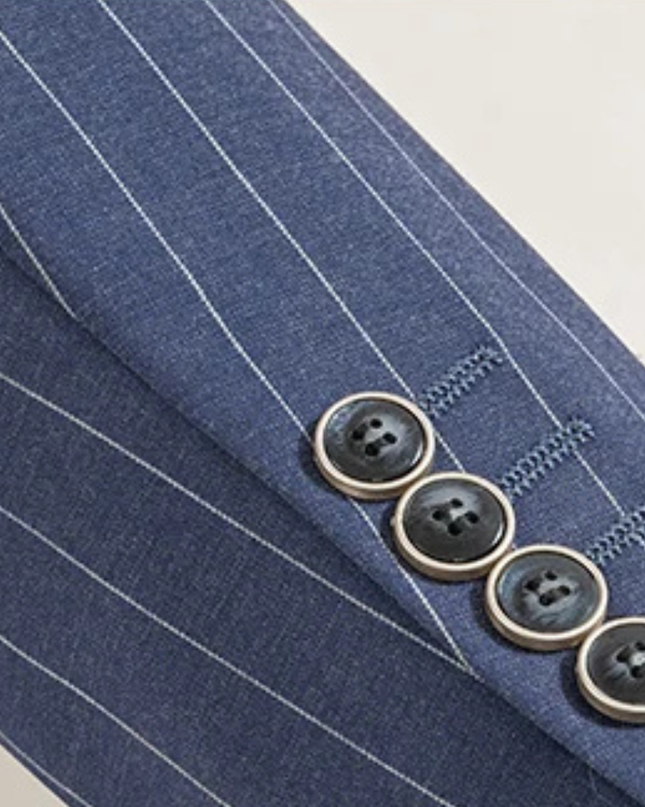 Men’s Classic Pinstripe Suit – Elegant Double Breasted 2 Piece