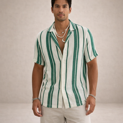Men’s Coastal Stripe Button-Up Shirt