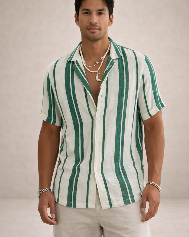 Men’s Coastal Stripe Button-Up Shirt