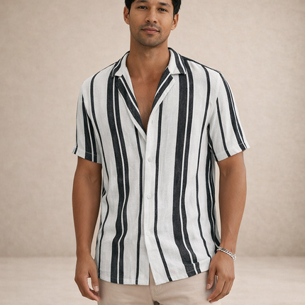 Men’s Coastal Stripe Button-Up Shirt